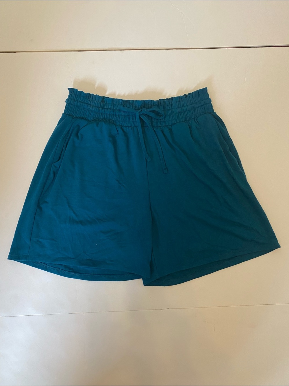 Zenana Outfitters Teal Athletic Pull-On Shorts with Drawstring - Picture 1 of 2